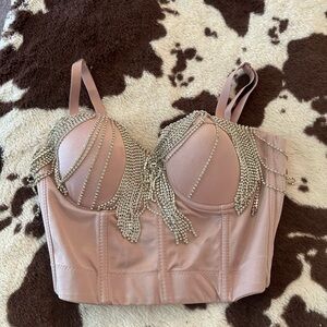 Pink Beaded Corset Top